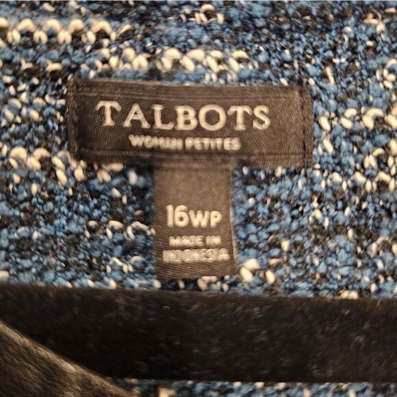 TALBOTS Tweed‎ Knit Fit and Flare Faux Leather Trim Dress - Size 16 Petite - Picture 8 of 10